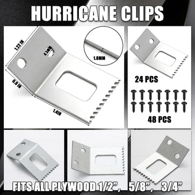 24 Clips Ventana Huracán Acero Inox Reutilizables Universal 1/2-3/4