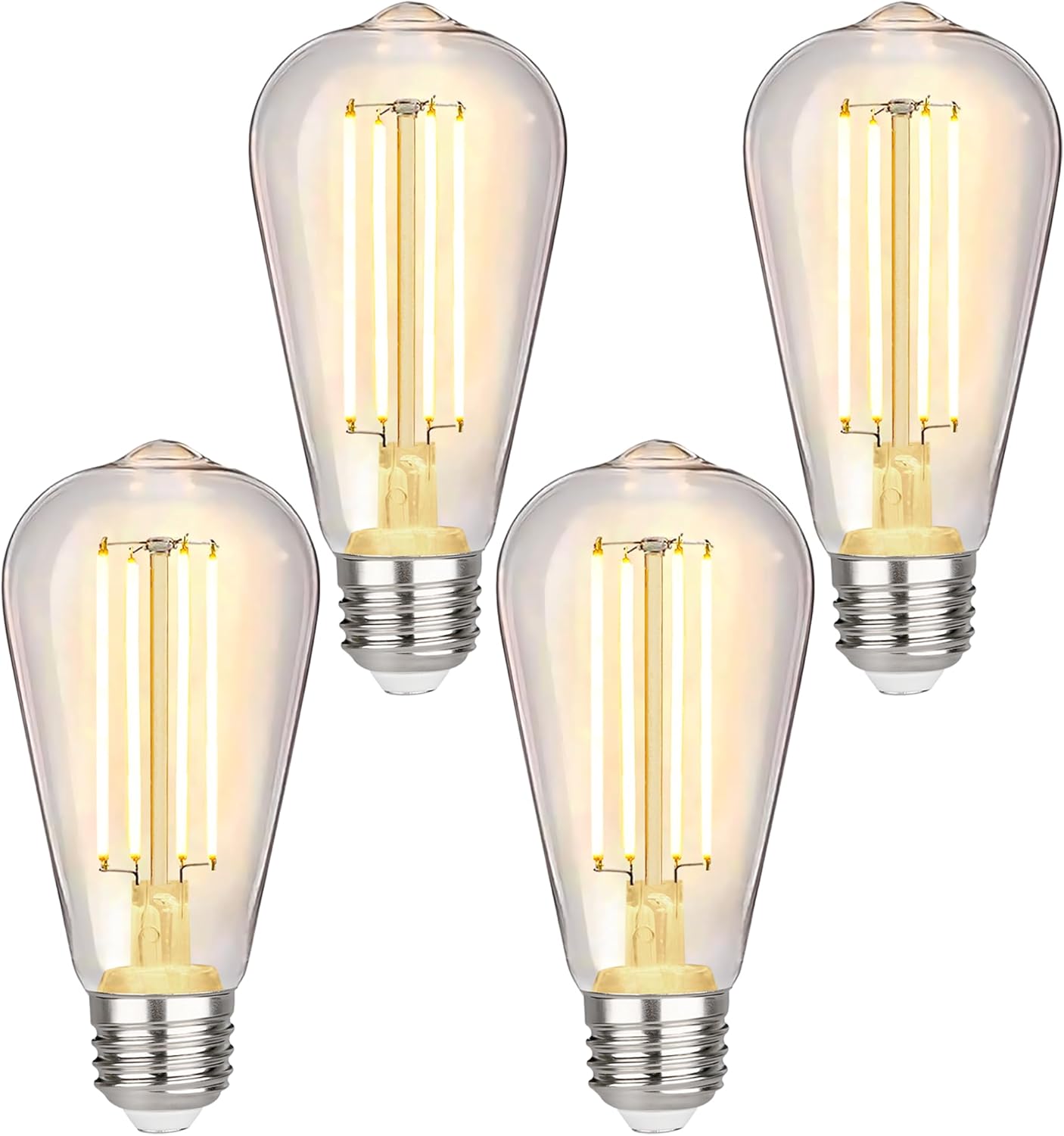 Pack 4 Bombillas LED Edison Vintage 6W 2700K Base E26