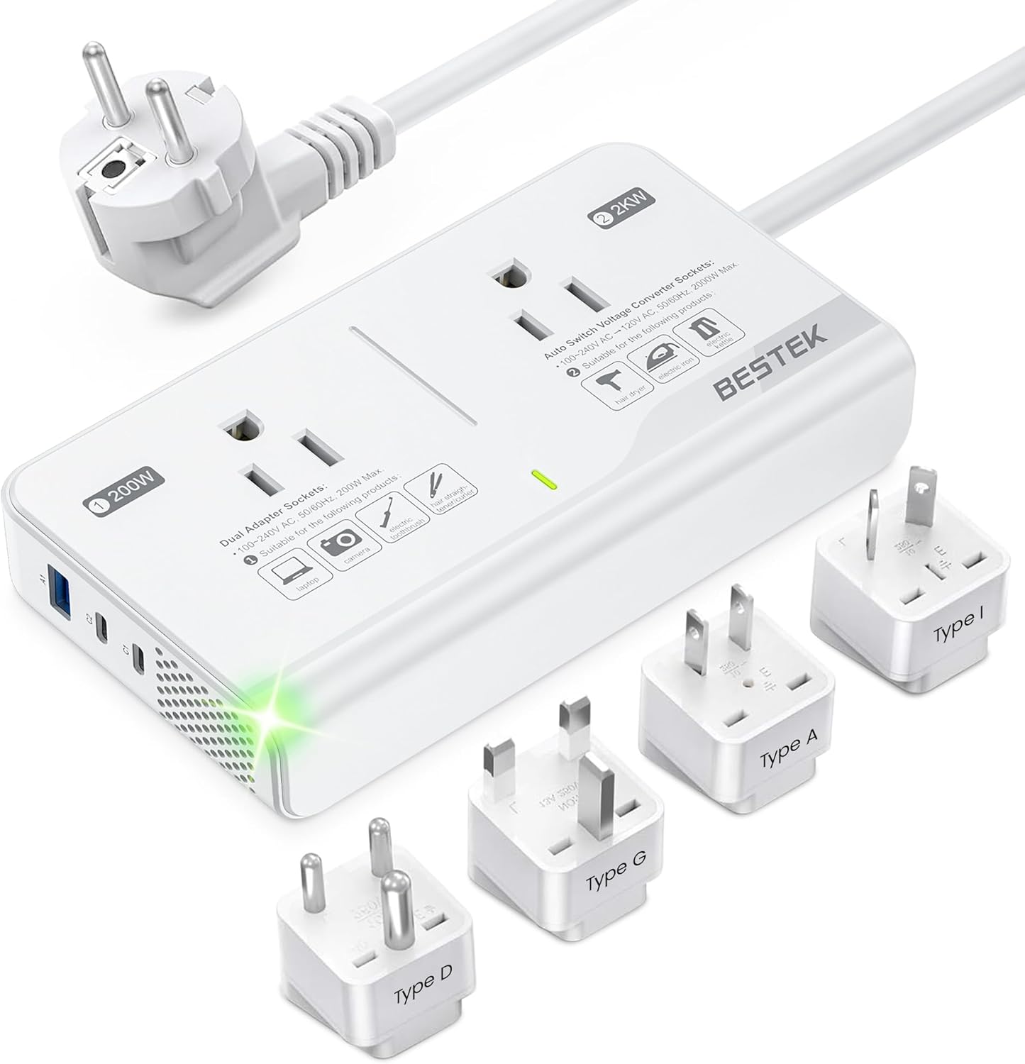 Convertidor 220V a 110V con 2 USB y 2 CA para viajes