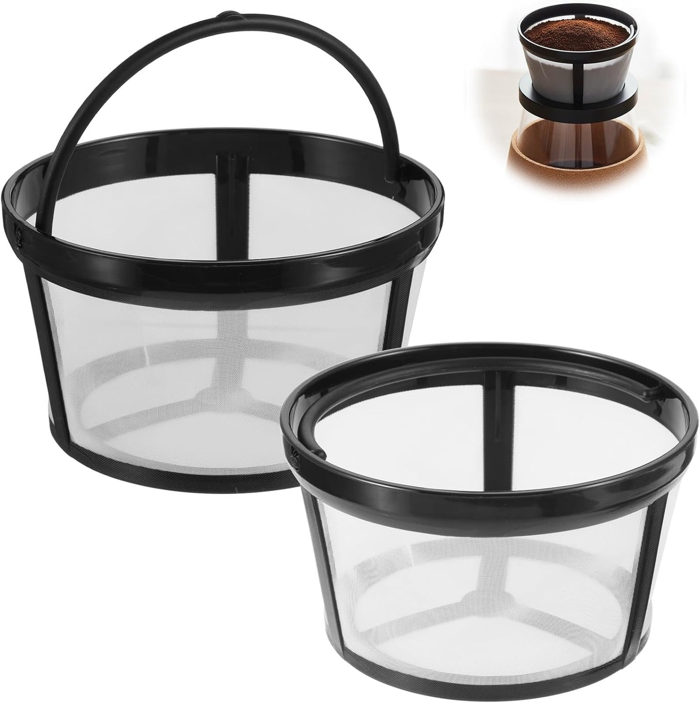 2 Cestas Filtro Café Reutilizables Malla Nailon Papel Sin Blanquear