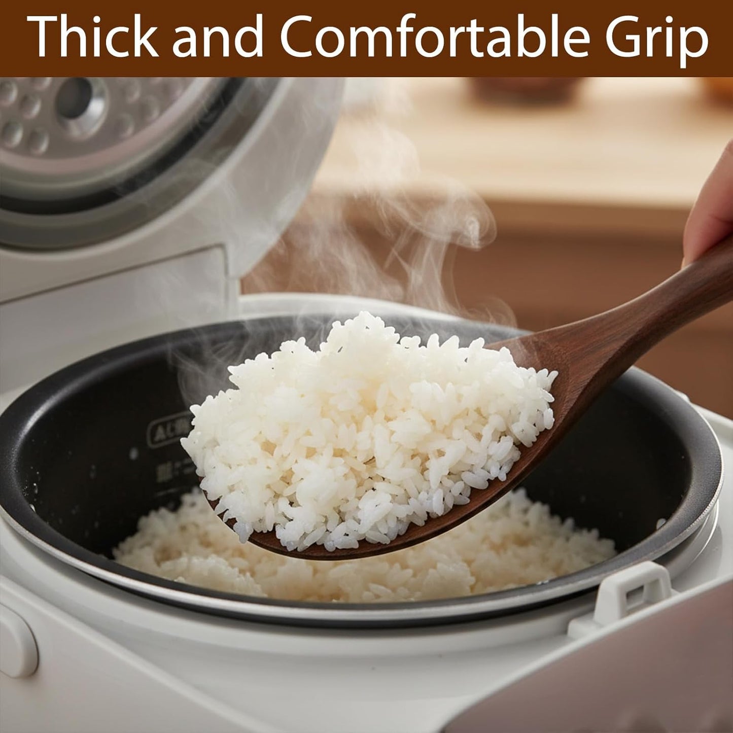 Cucharas madera nogal negro pala arroz cocina gourmet