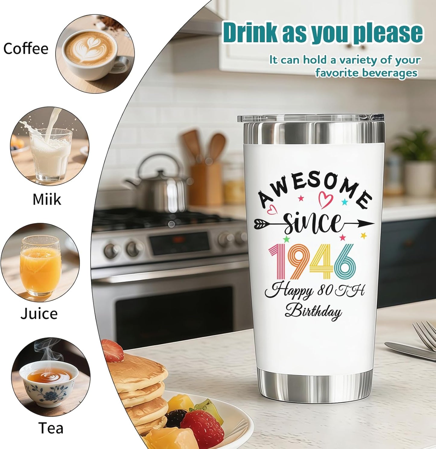 Vaso regalo cumpleaños 80 para mujer mamá esposa hermana