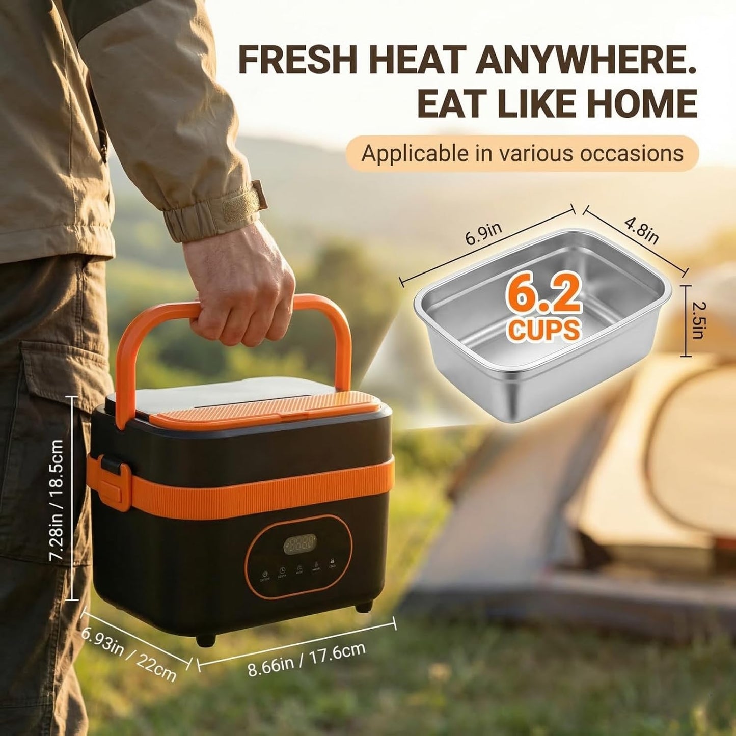 Caja almuerzo con calentamiento 6.2 tazas 10000mAh