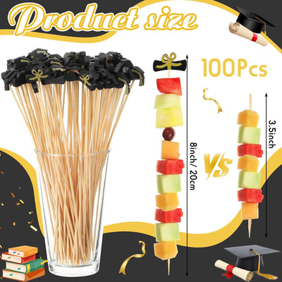 Palillos de cóctel de 8 pulgadas para aperitivos, frutas y decoración de pastel