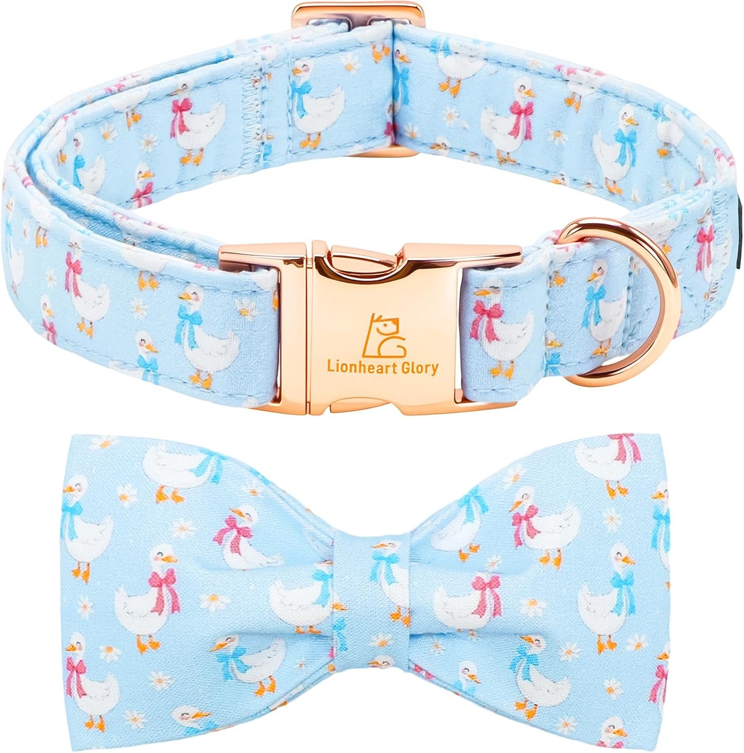 Collar lazo perro corbatín ajustable patrón pato azul