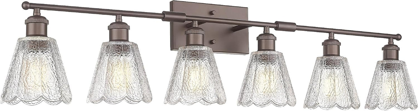 Lámpara de tocador rústica 6 luces vidrio floral bronce
