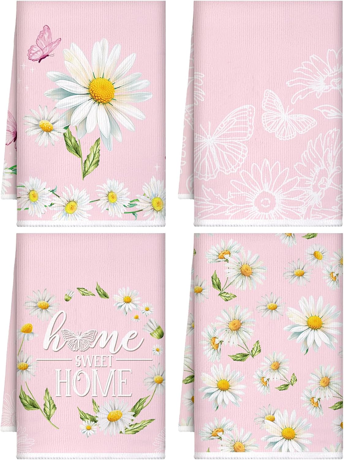 Paños de cocina florales Honoson color rosa absorbentes