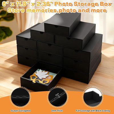 Caja almacenamiento fotos 6x11.8pulg set 12 cajas apilables
