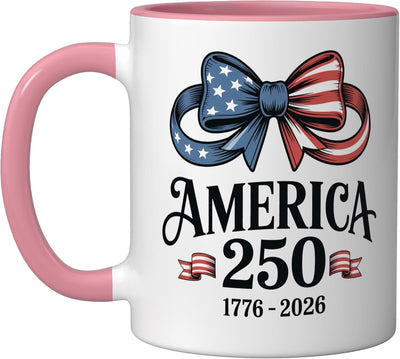 Taza Cerámica Patriótica 4 de Julio Rosa/Blanca
