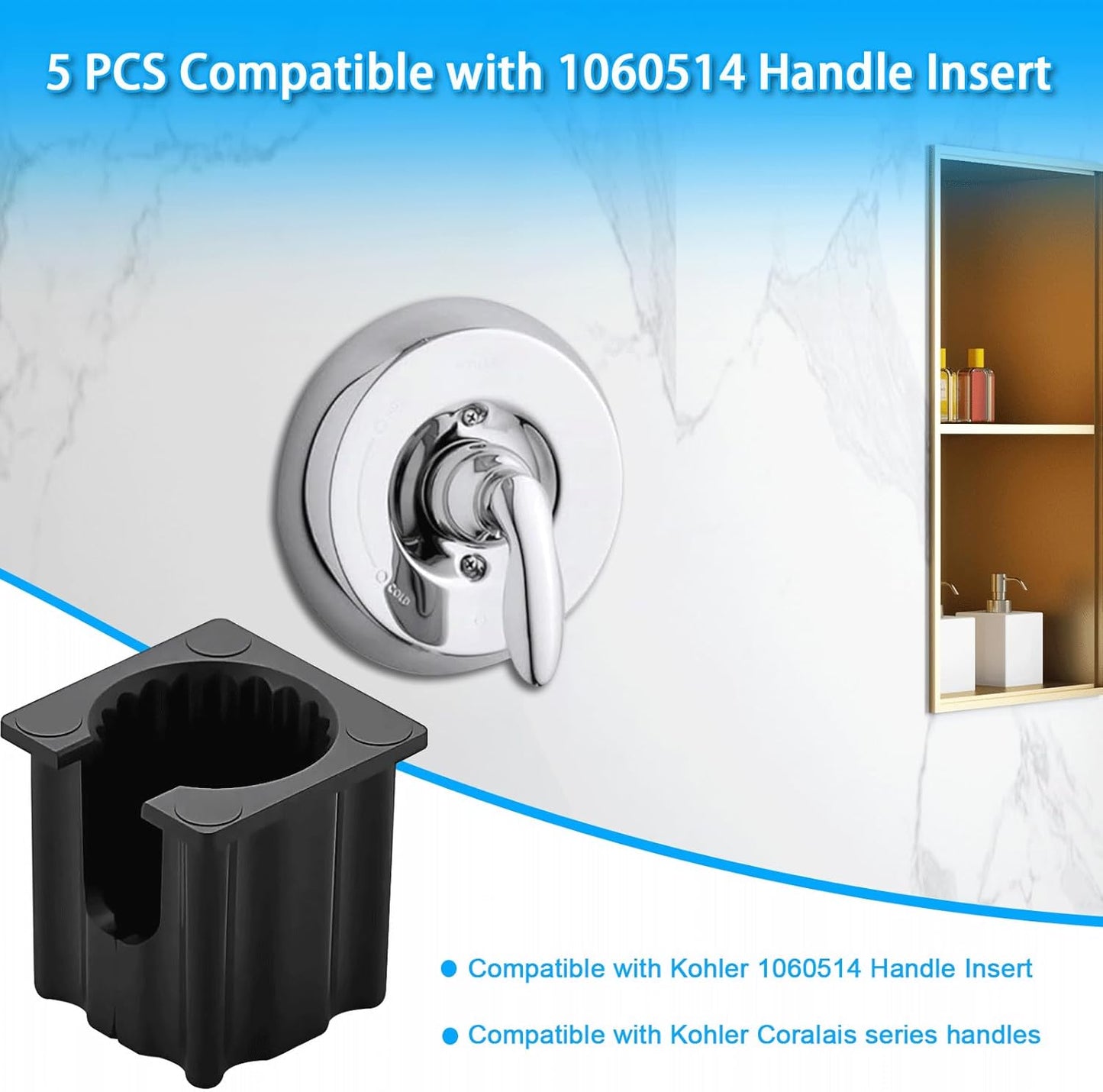 5 Pzas Mango Grifo Ducha Comp Kohler 0.6x0.6x0.5pulg