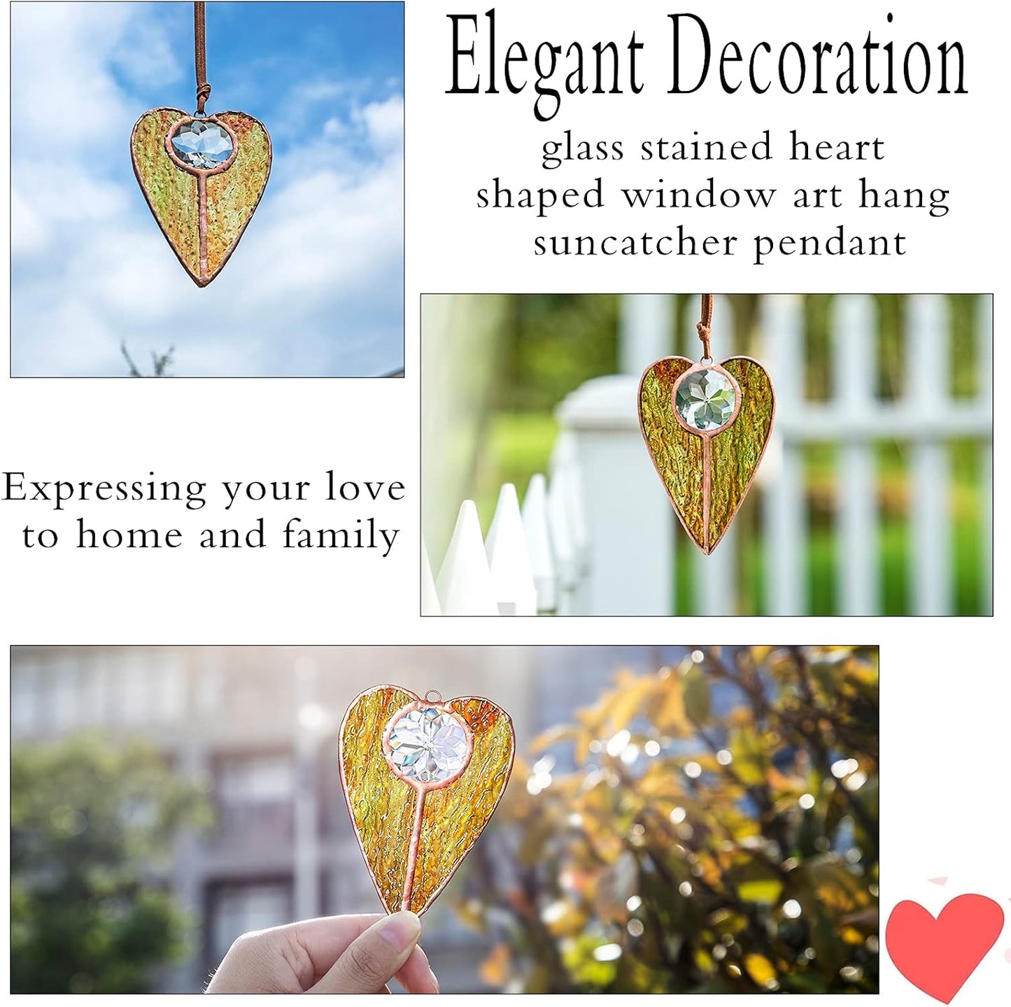 Colgantes vitral estilo corazón decoración hogar