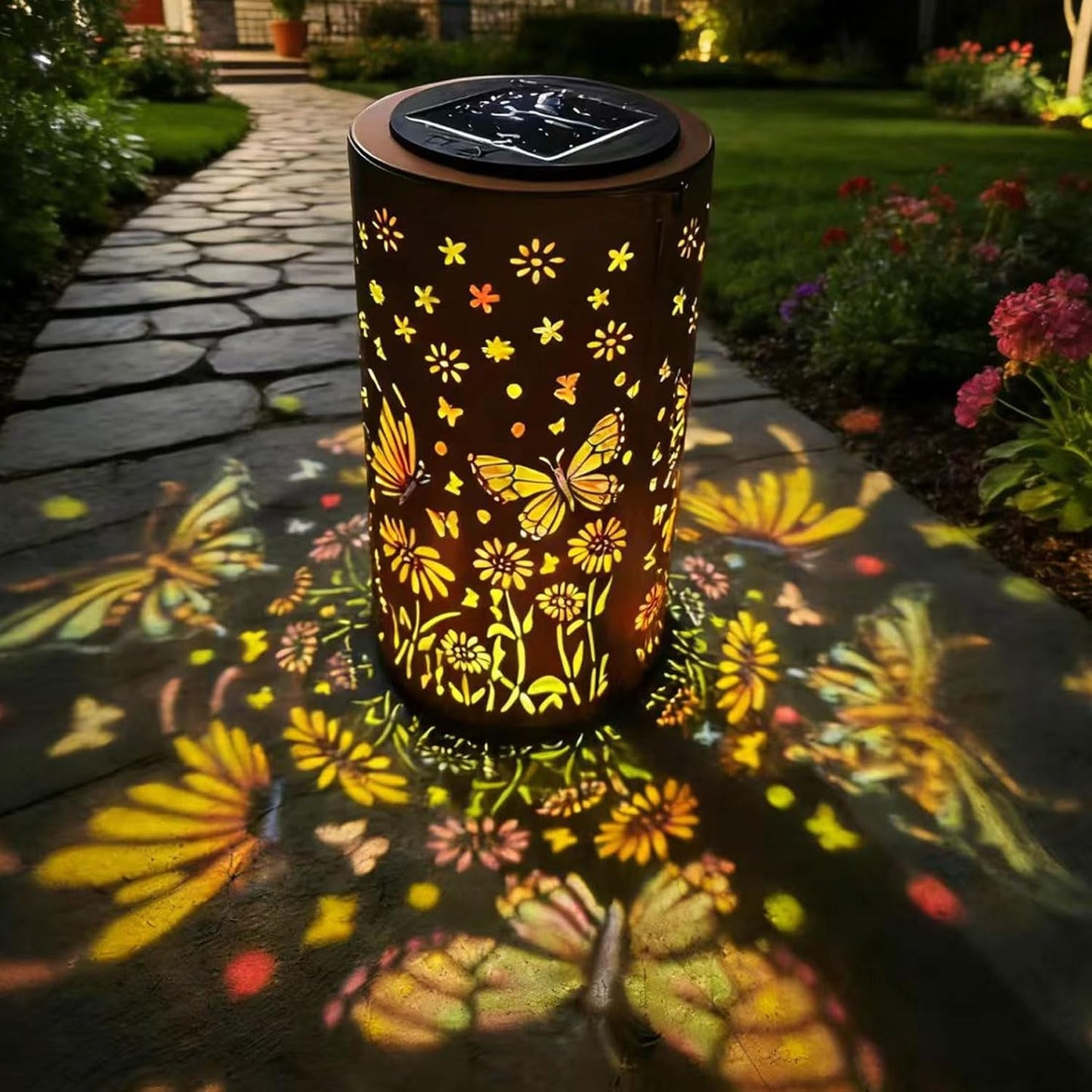 Linterna solar mariposa colgante impermeable decorativa para jardín