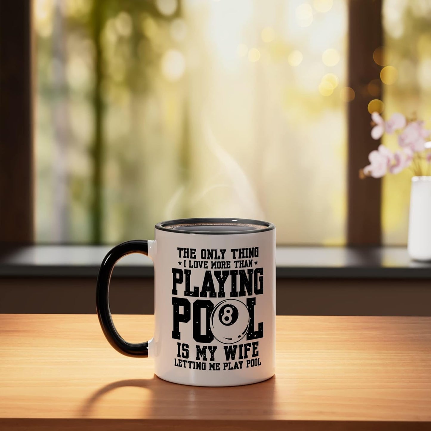 Taza de cerámica Funny Pool Billiards Negro/Blanco