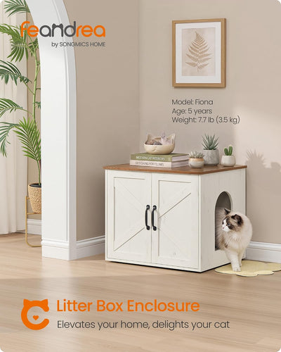Caja arena gatos mesa auxiliar 23.6x19.7pulg blanco rústico