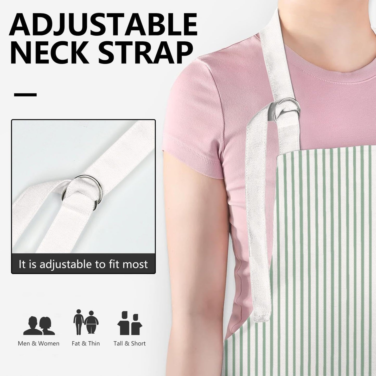 Delantal cocina ajustable con bolsillos algodón lino mujer