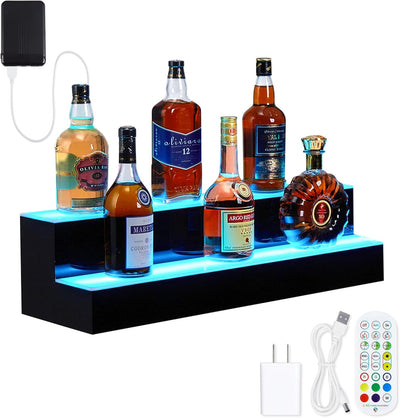 Estante licor con luz LED 2 niveles 30pulg