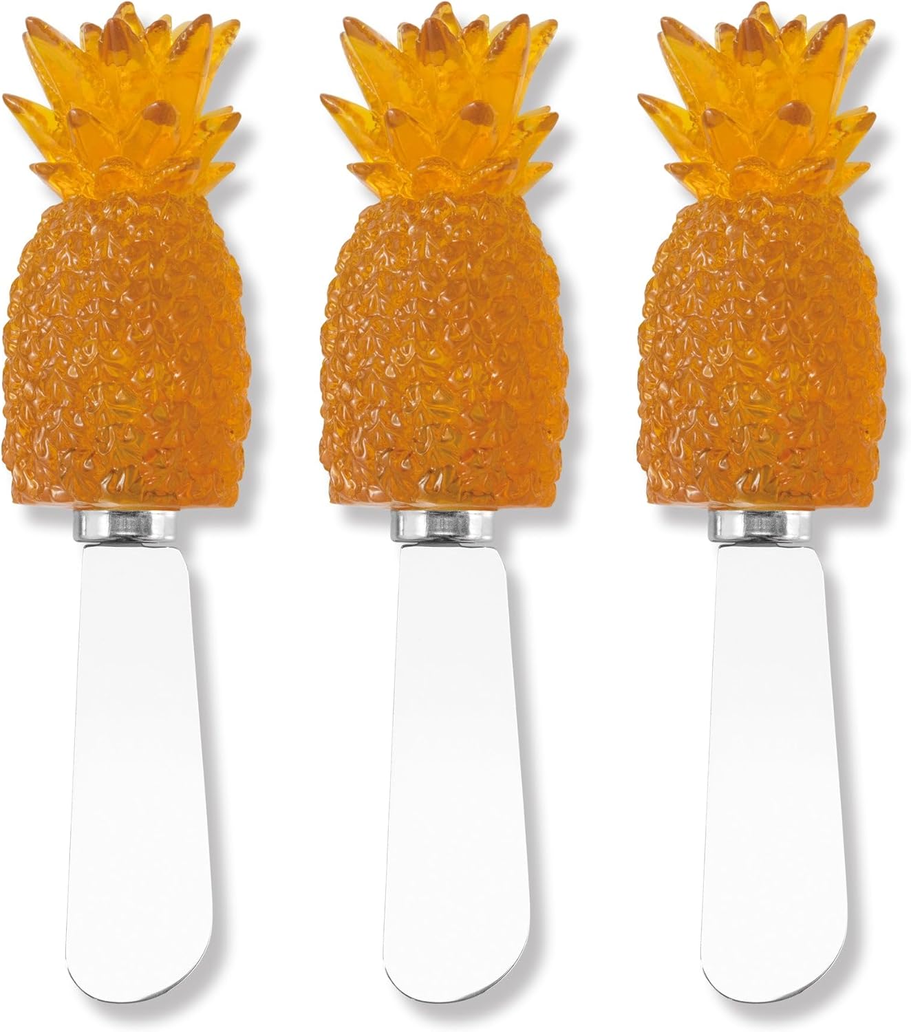 Set 3 Espátulas Queso Acero Inox Manillas Resina Amarillo