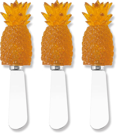 Set 3 Espátulas Queso Acero Inox Manillas Resina Amarillo
