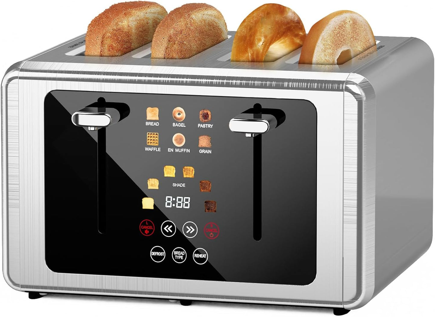 Tostadora Pantalla Táctil 4 Rebanadas Acero Inox