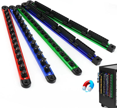 Kit organizador magnético 5 Pzas riel aluminio 1/4-1/2 pulg