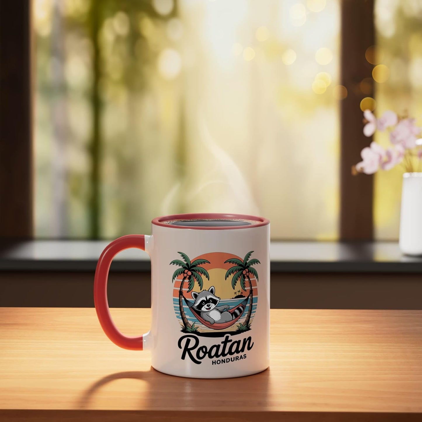 Taza Cerámica Raccoon Roatan Rojo/Blanco