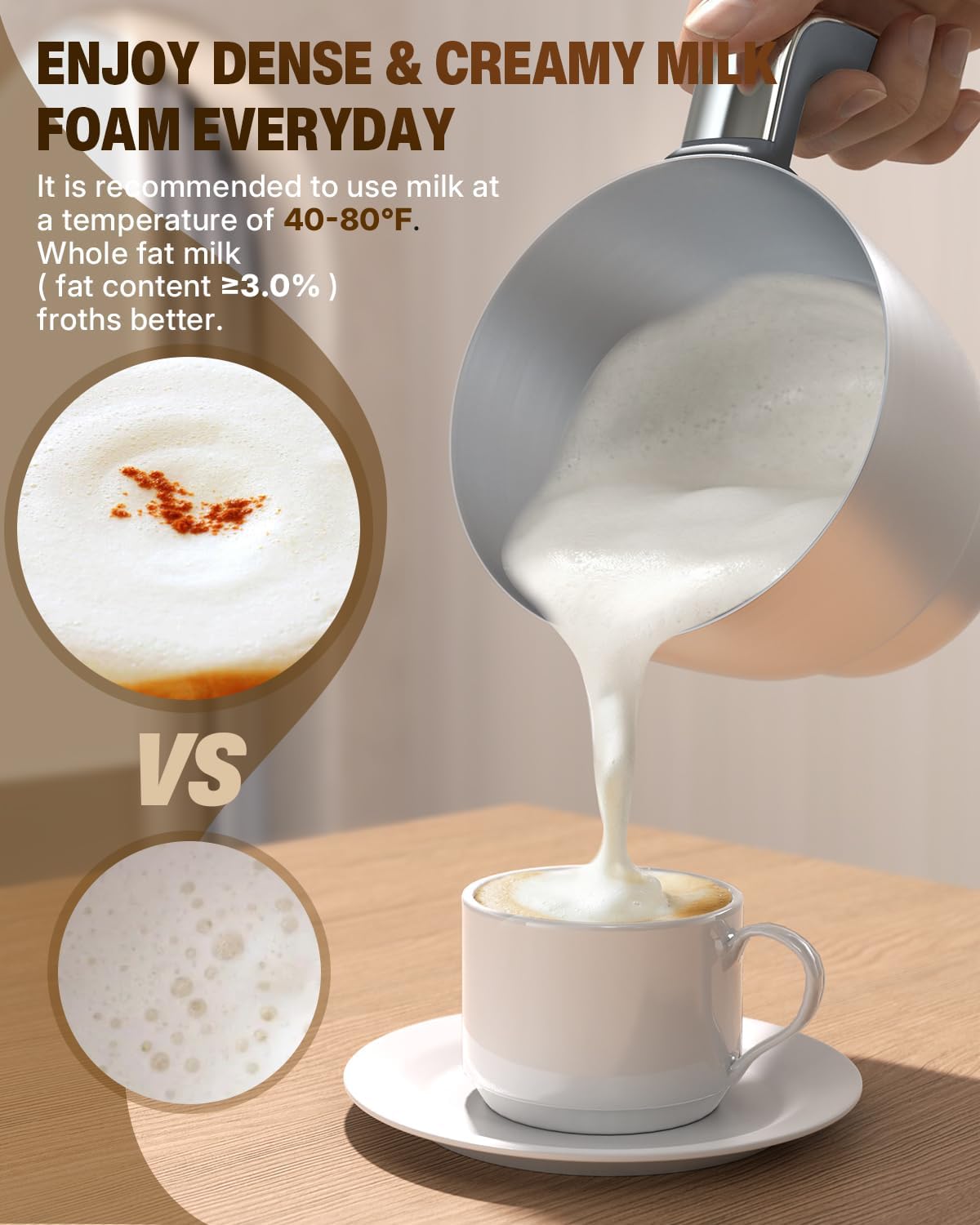 Espumador leche vaporizador 6en1 para café y chocolate