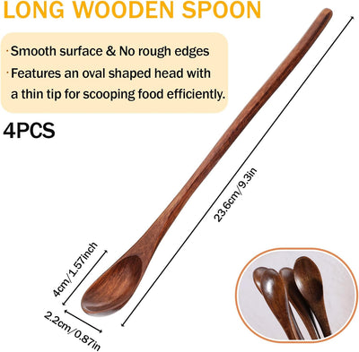 4 Cucharas Madera para Miel Té Café Juego Agitadores