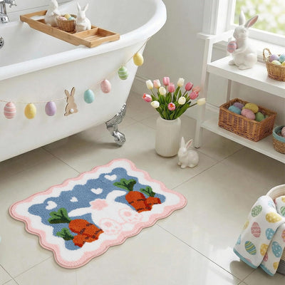 Alfombra baño Pascua conejo 16x24pulg antideslizante lavable