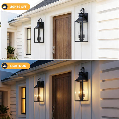 Luces pared exteriores 22pulg set 2 negras vidrio E12