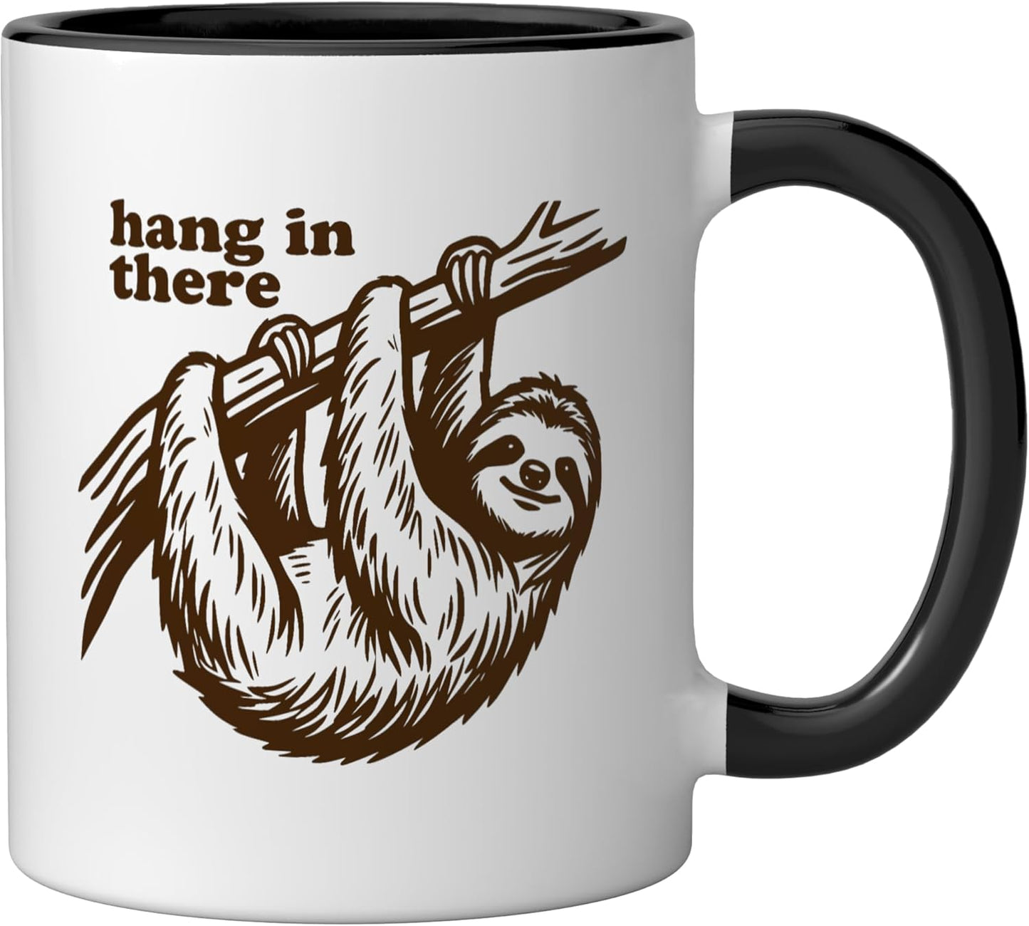 Taza cerámica de oso hormiguero colgante HANG IN THERE negra/blanca
