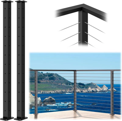 2 Postes Esquineros 42pulg Acero Inox SS316 Barandilla Cables
