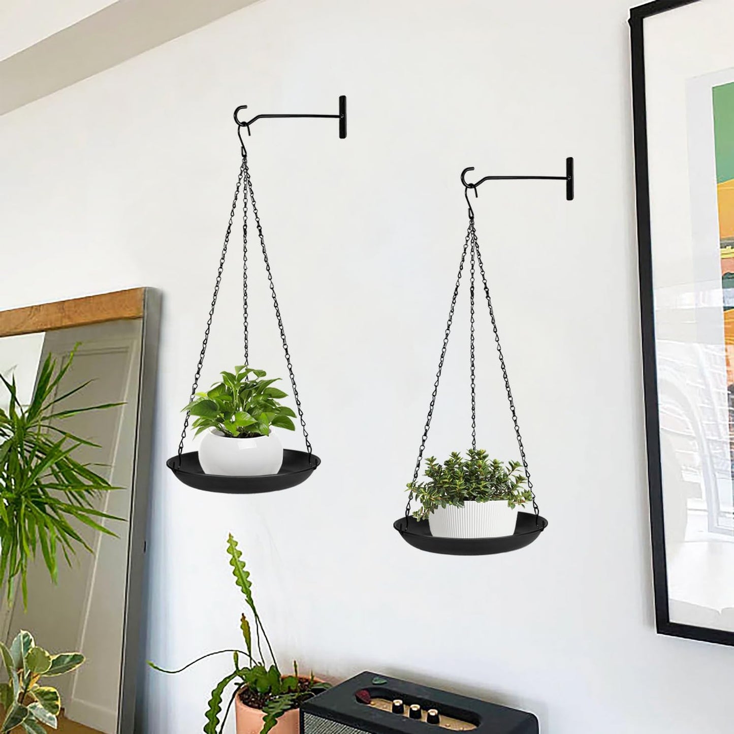 Colgador metal para plantas cesta pared techo cadena set 2