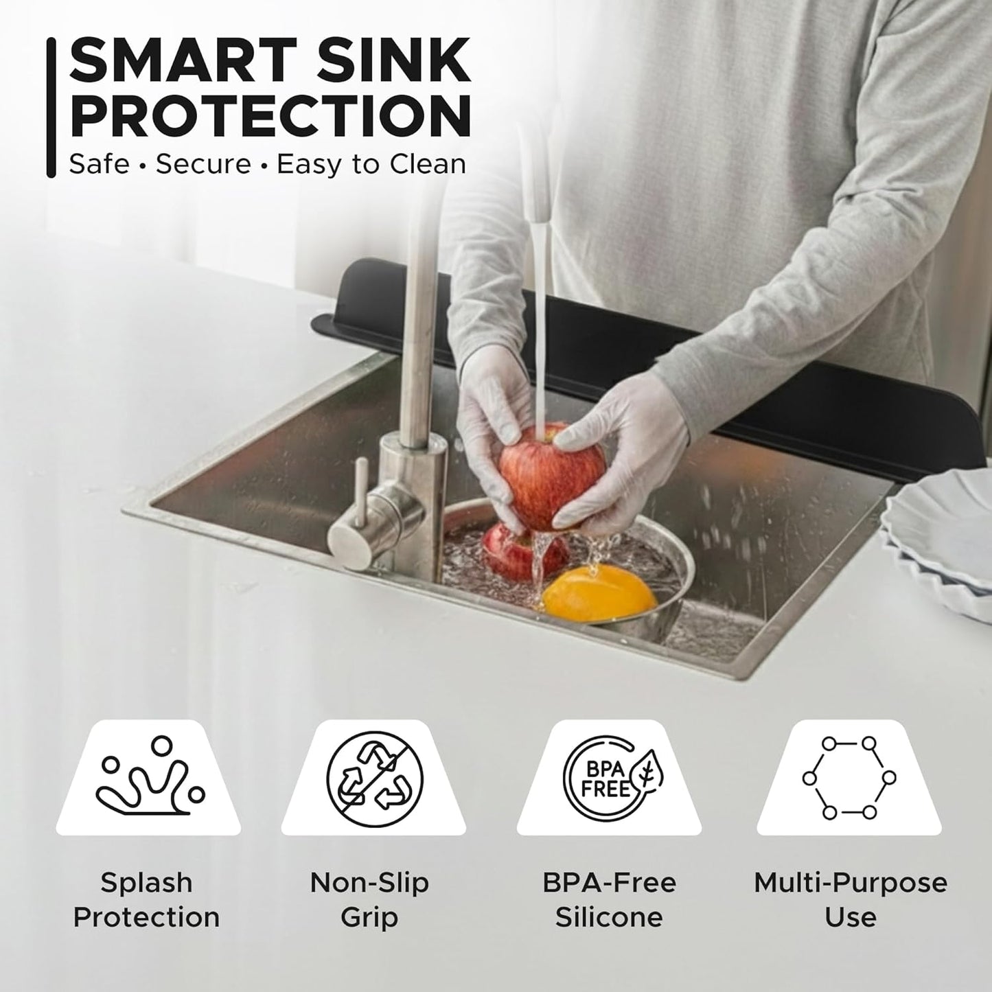 Protector contra salpicaduras de silicona para fregadero de encimera