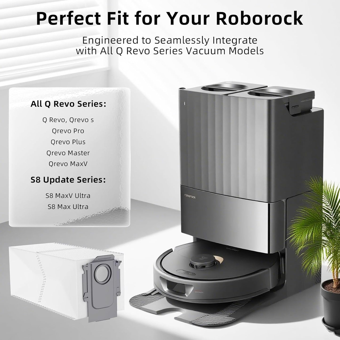 12 Pzas Bolsas Vacío Roborock QRevo S8 MaxV Ultra