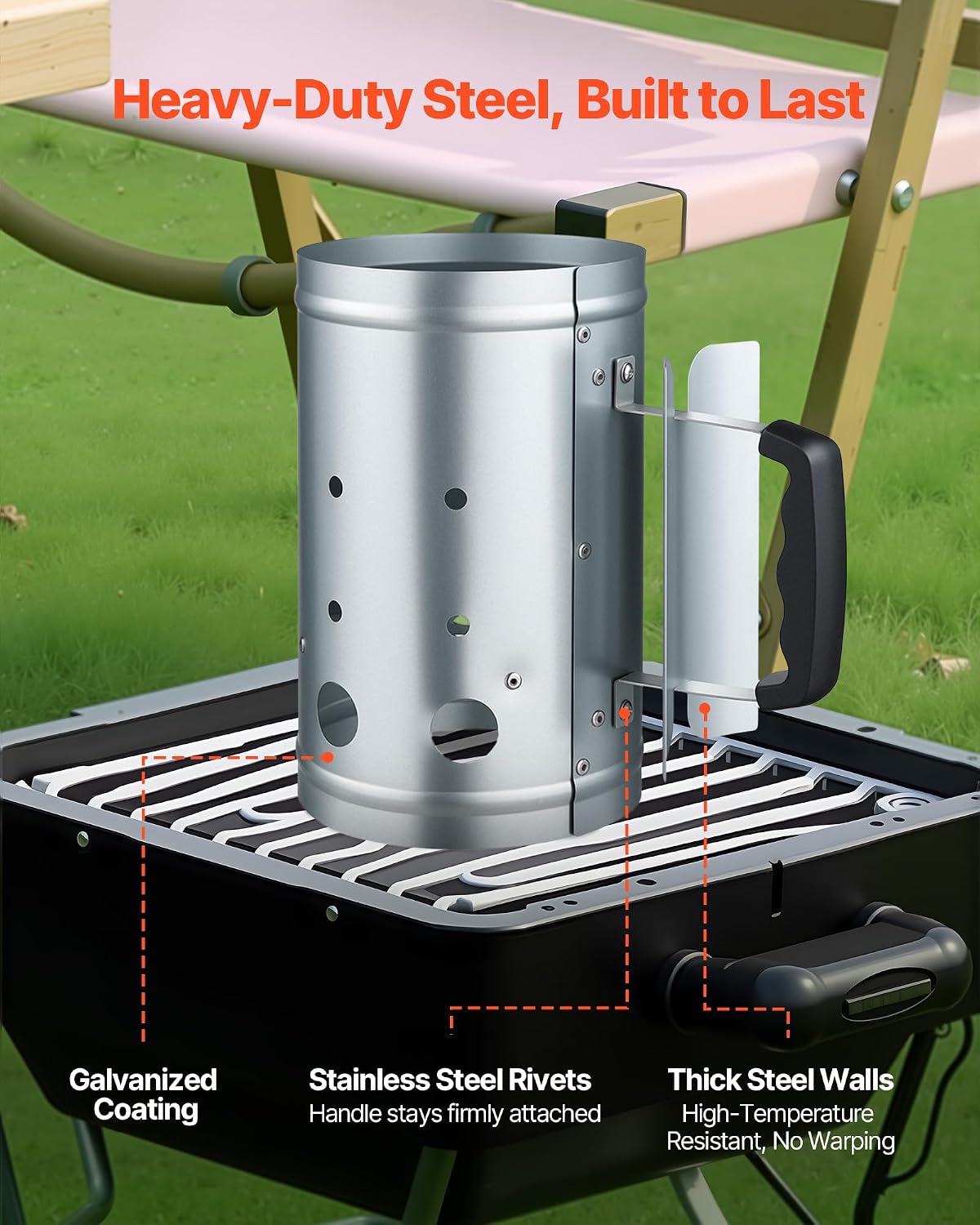 Arrancador chimenea carbón acero resistente 4lb