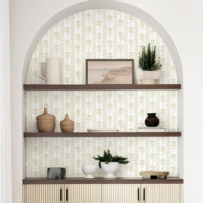 Papel tapiz cocina autoadhesivo bohemio floral beige