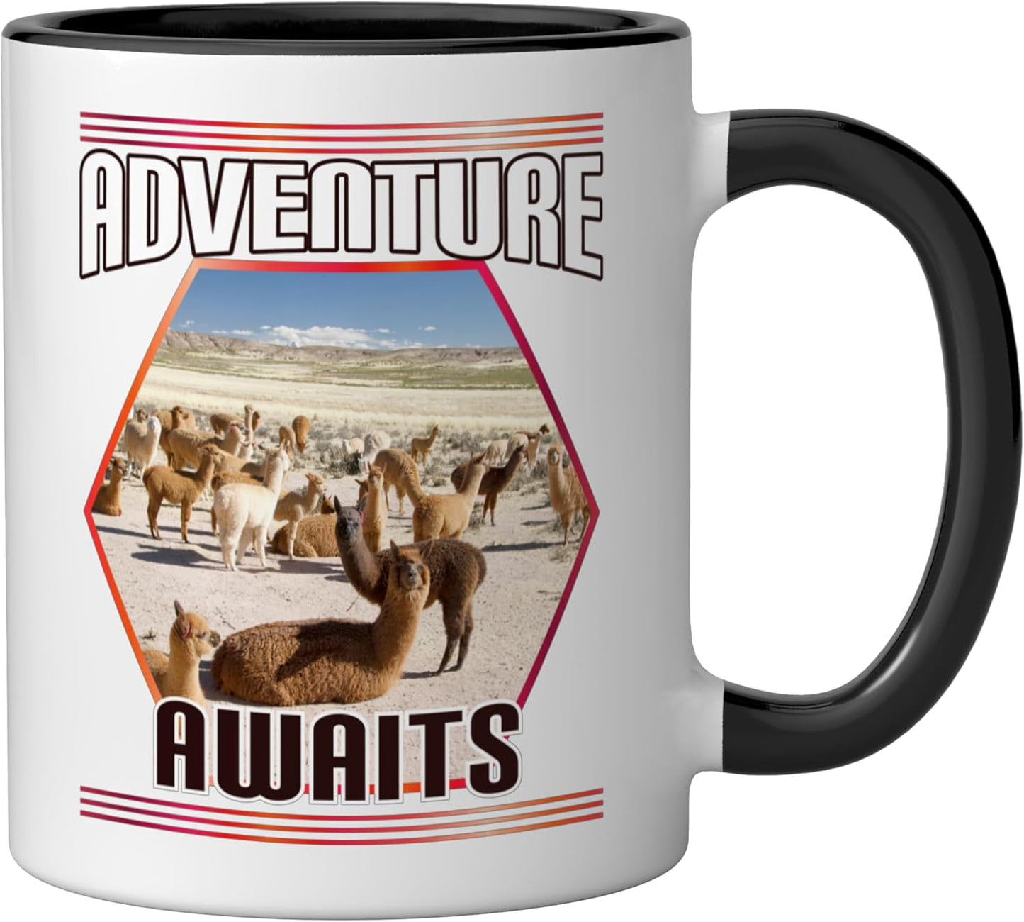 Taza cerámica para viaje Alpaca Llama negra/blanca