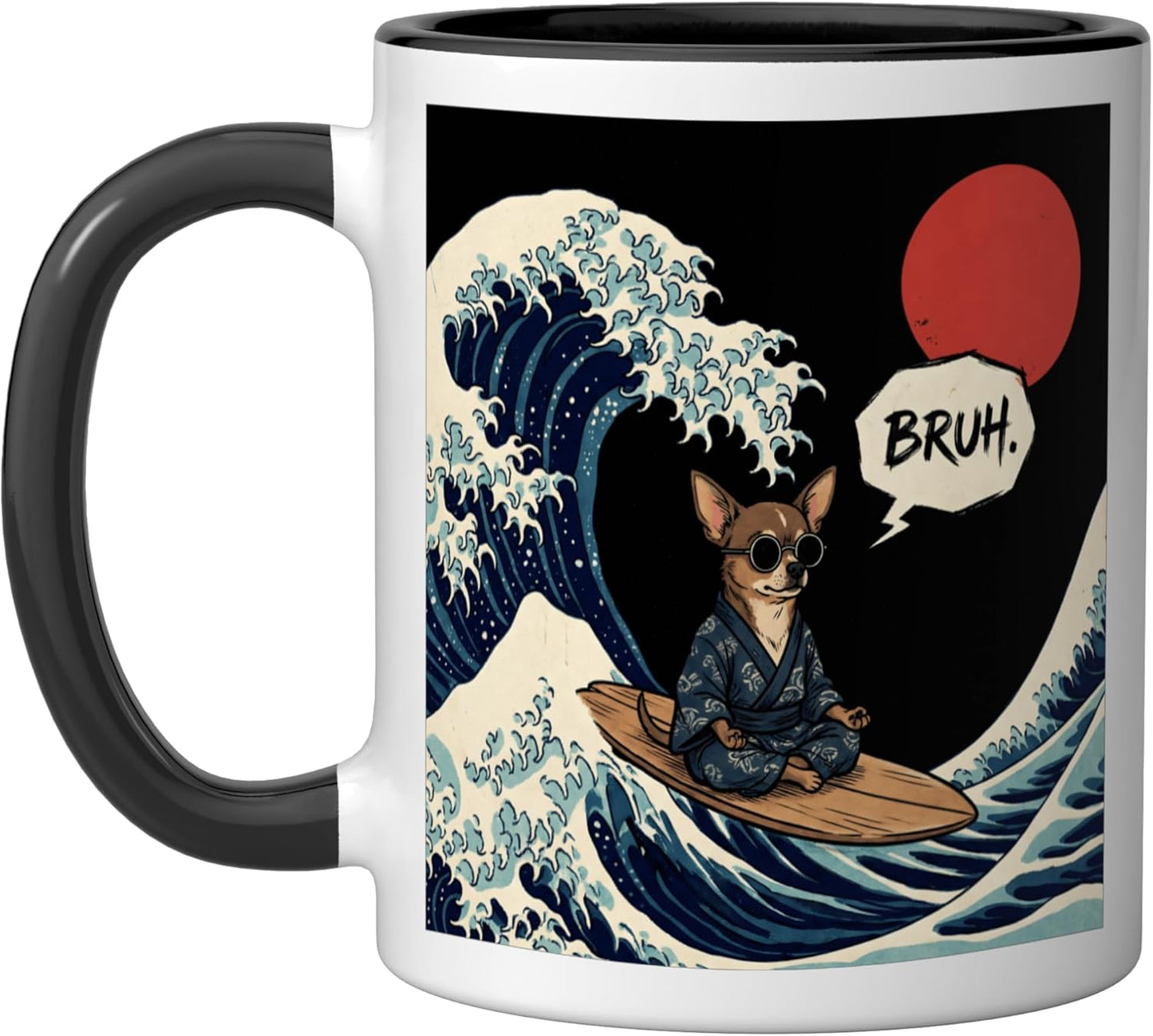 Taza cerámica Chihuahua Japanese Wave para hombres mujeres niños niñas