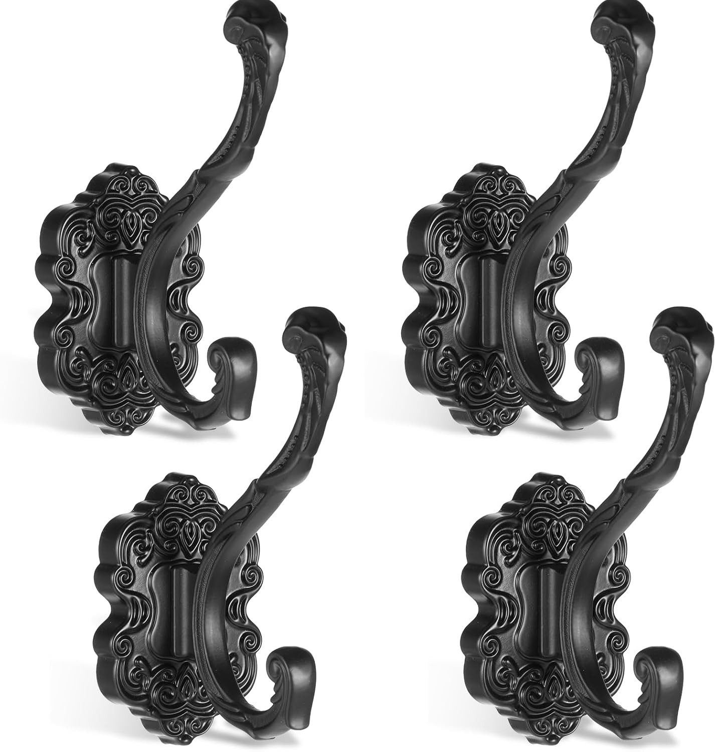 Set 4 Ganchos Negros Vintage para Toallas y Bolsos