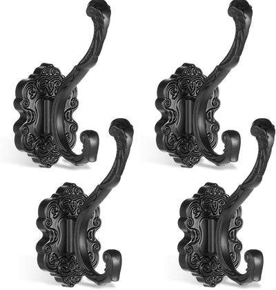 Set 4 Ganchos Negros Vintage para Toallas y Bolsos