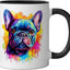 Taza cerámica arte acuarela perro bulldog francés negro/blanco