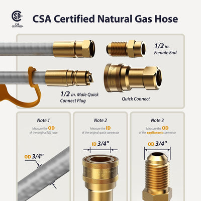Manguera gas parrilla 15ft 1/2pulg enchufe rapido