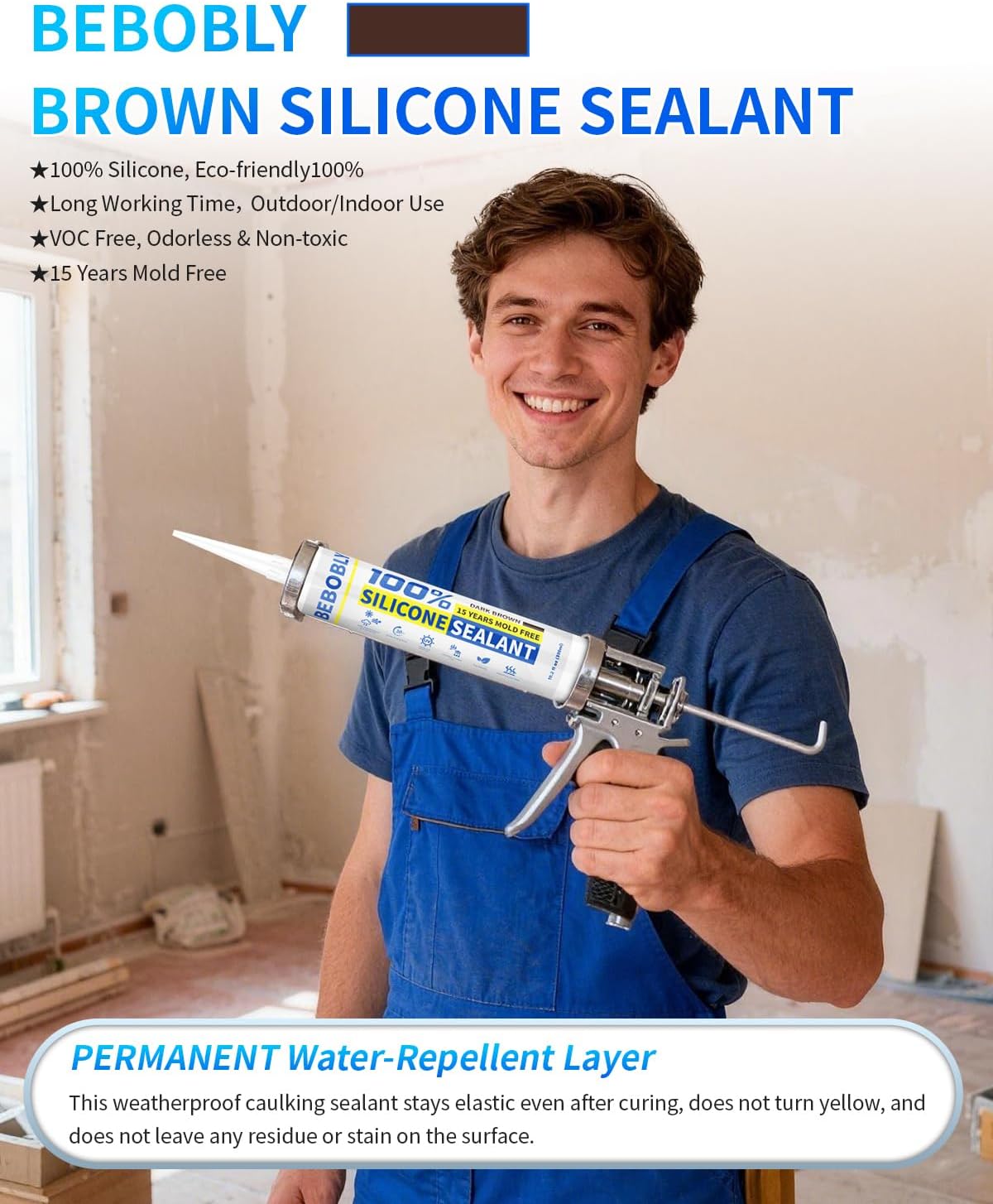 Sellador silicona marrón impermeable uso interno externo 10.2oz