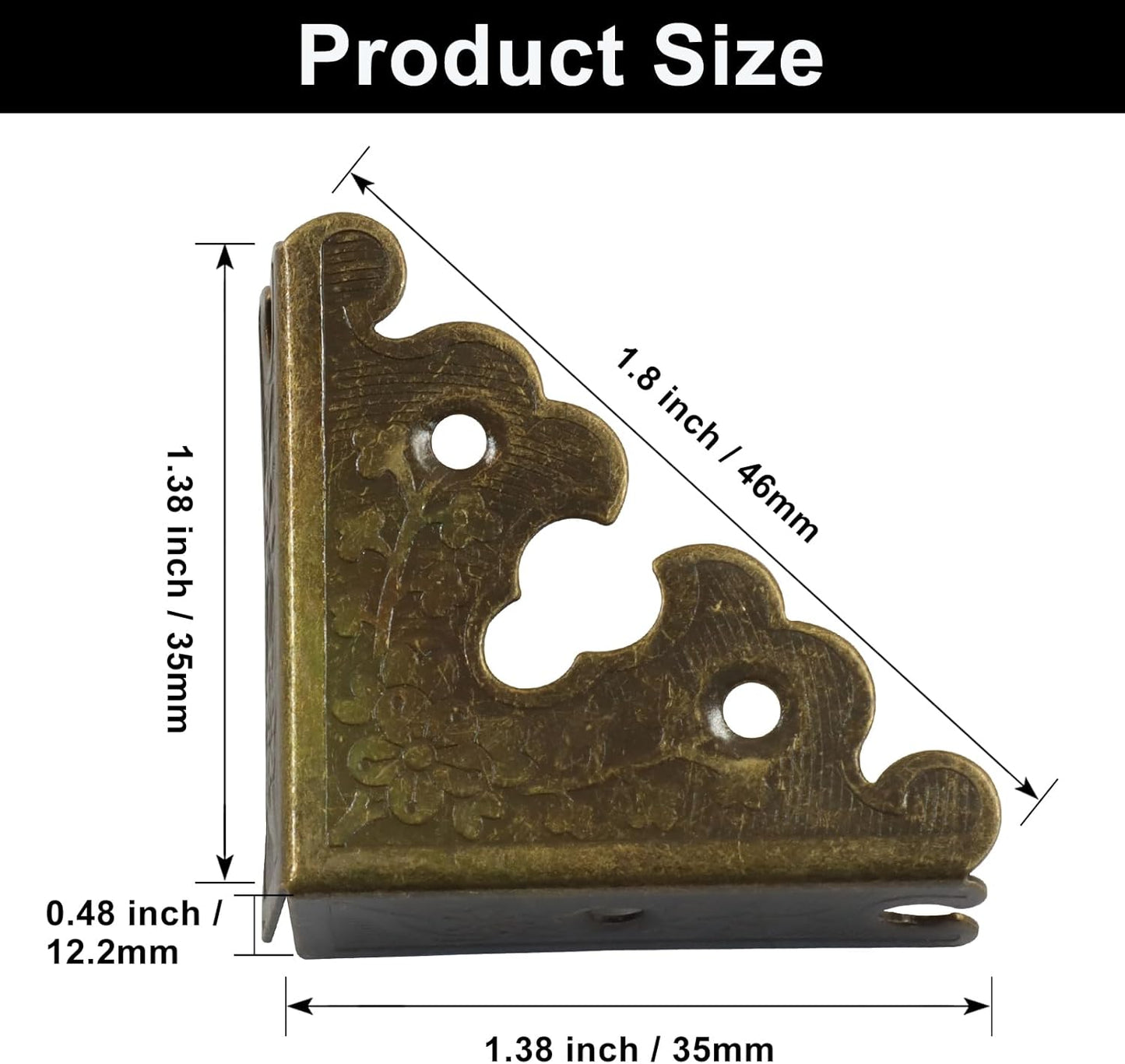 Pack 40 Protectores Esquina Mueble Metal Bronce Antiguo