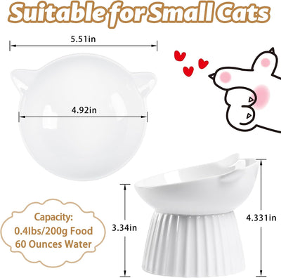 Cuenco elevado cerámica para gatos inclinado anti vómito pack 2