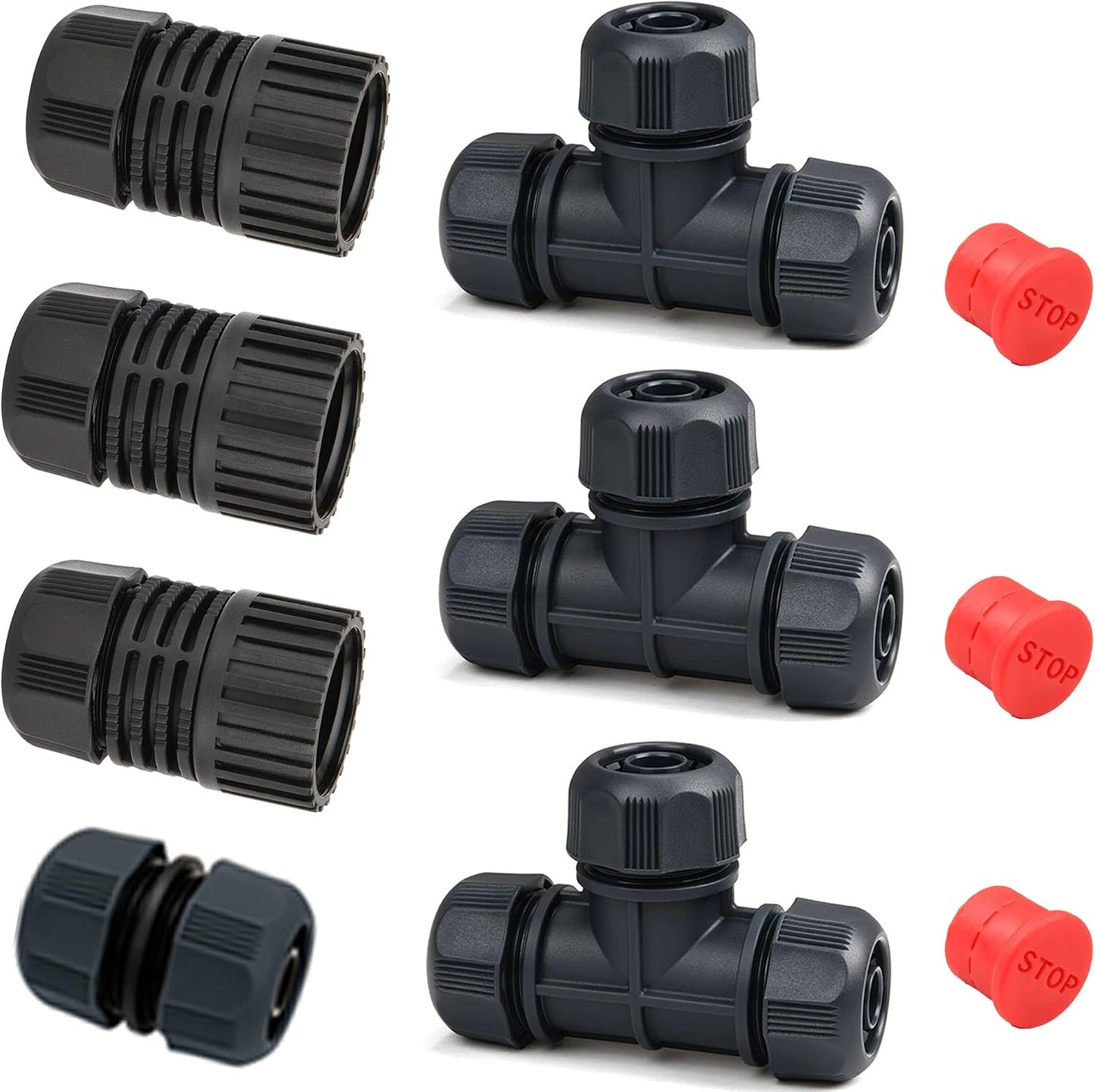 Conector manguera jardín y grifo set 10 pzas rojo negro