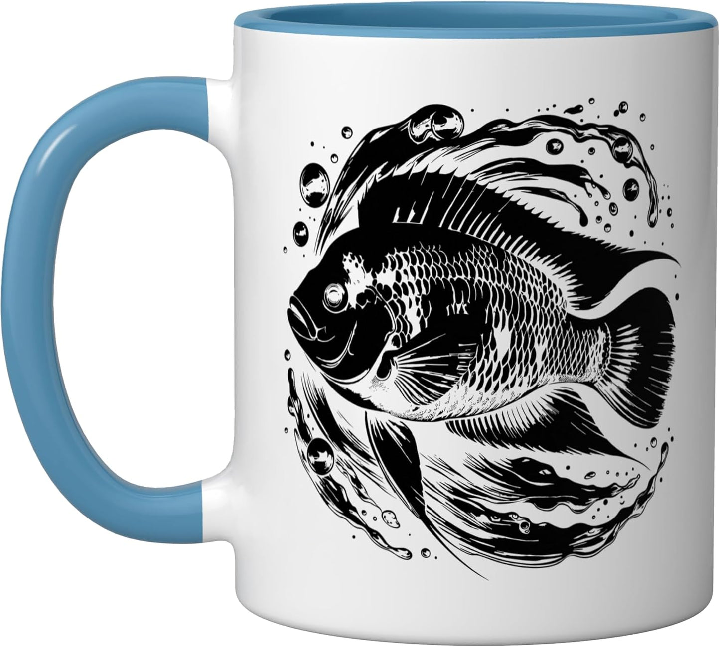 Taza Cerámica para Acuario Cichlidos Azul Blanco