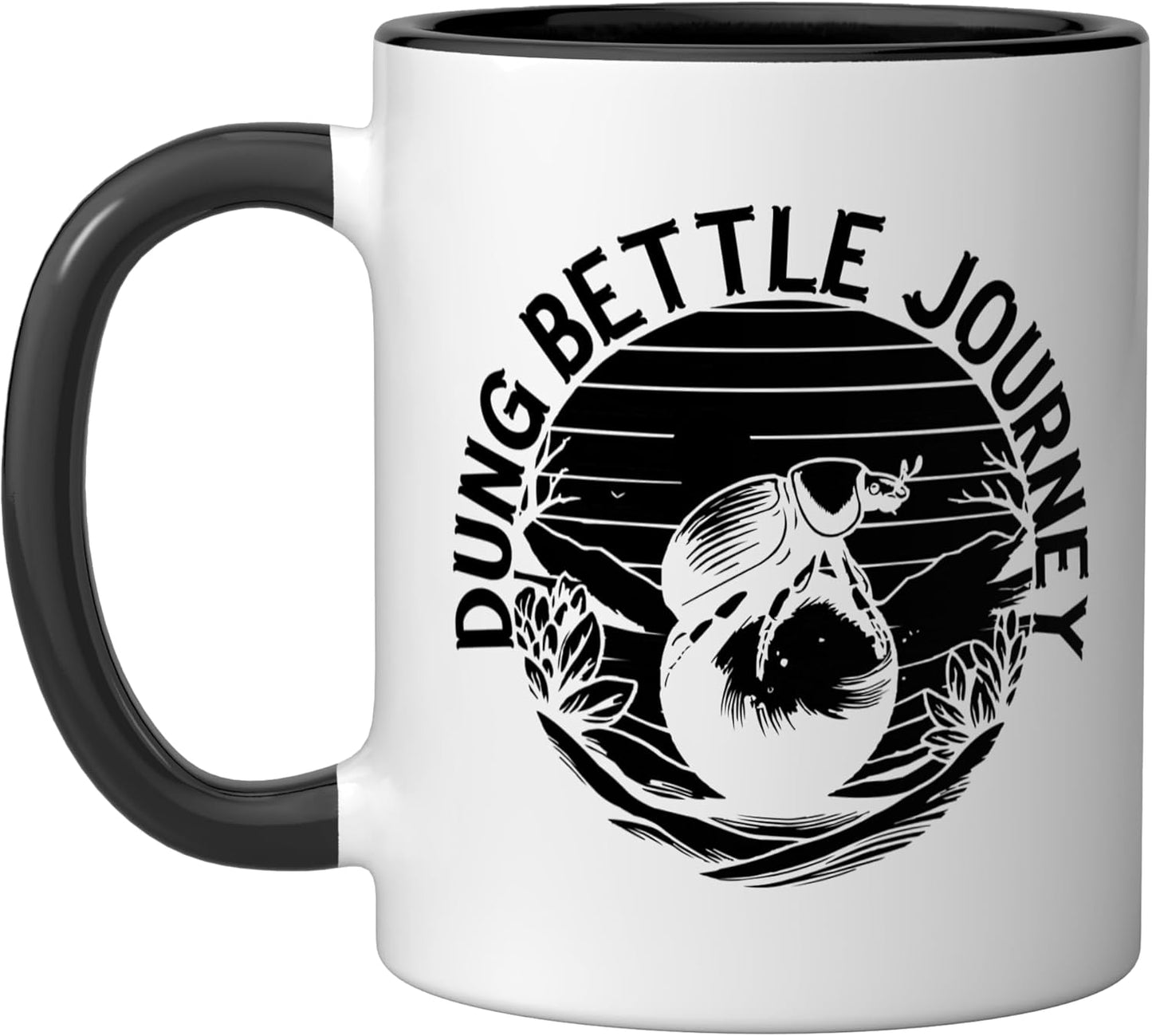 Taza Cerámica Dung Beetle para Entomólogo Negro/Blanco