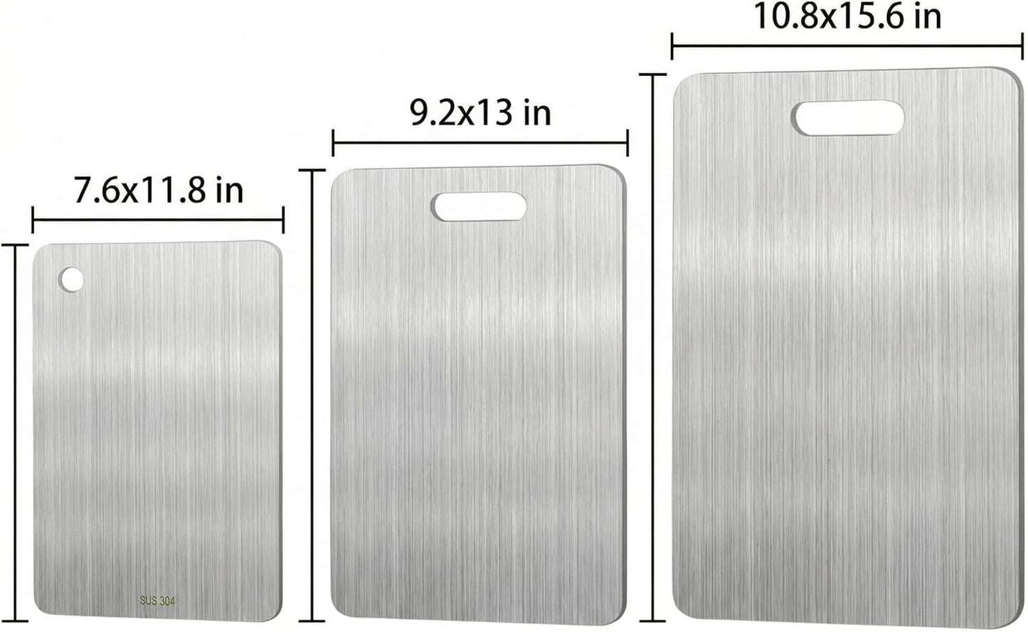 3 Pzas Tabla Cortar Acero Inox Doble Cara Cocina