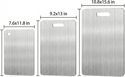 3 Pzas Tabla Cortar Acero Inox Doble Cara Cocina